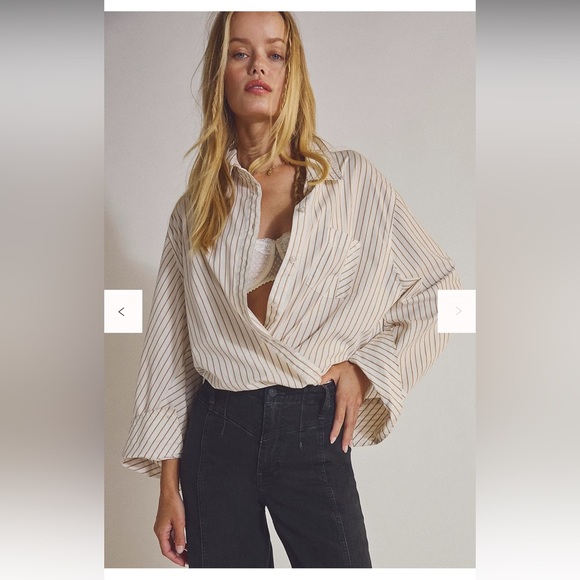 NWOT free people Sabine Striped Articulated Shirt - Picture 4 of 15